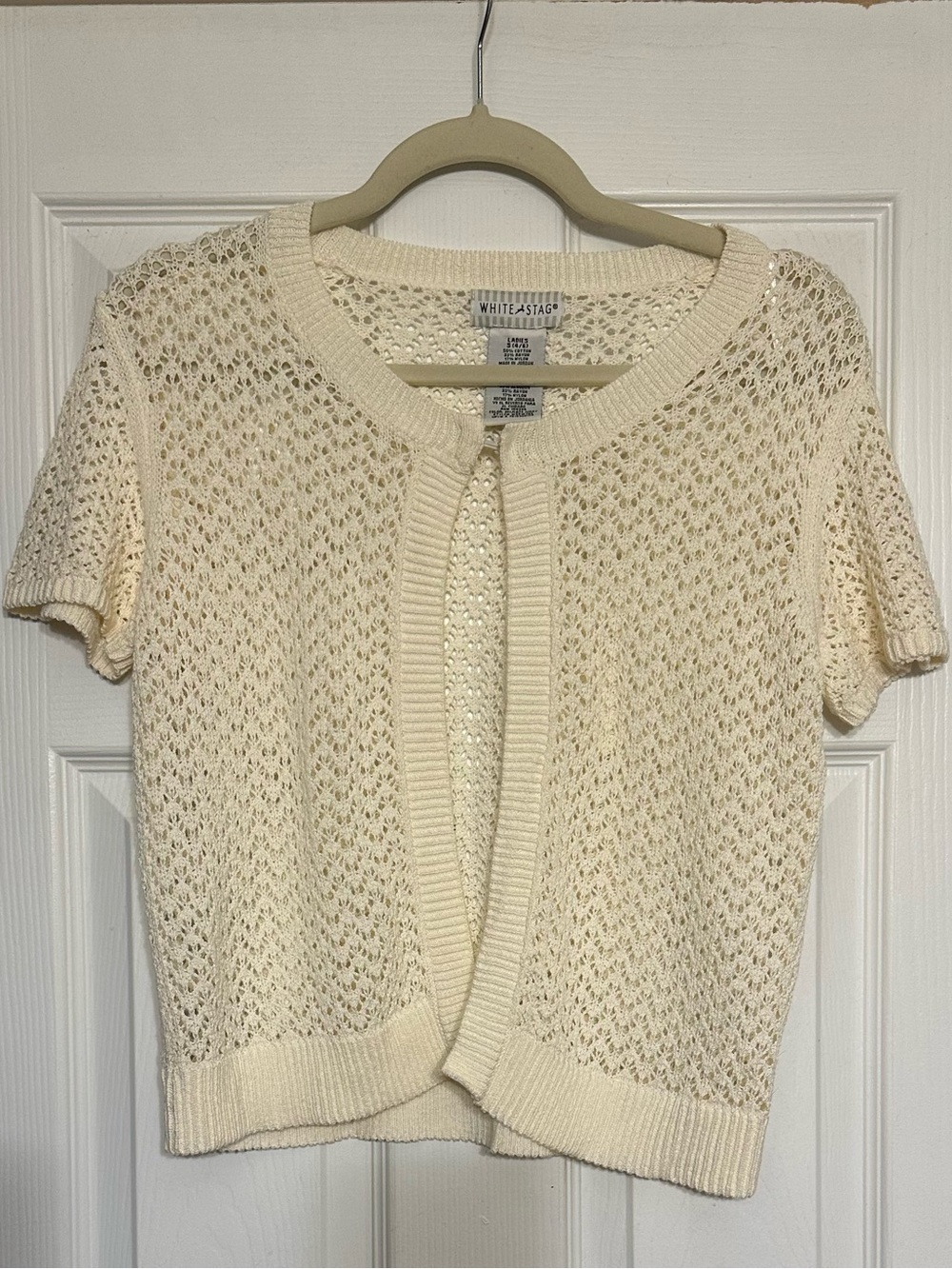 Y2K Ivory Romantic Feminine Delicate Crochet Open Knit Cardigan Cottagecore S